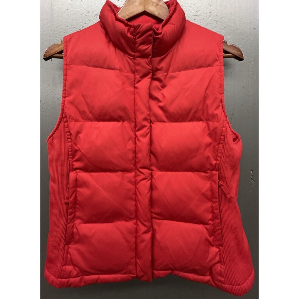Vtg Gap Down Puffer Vest Women S Red Zip Pockets Outdoor‎ Hiking Casual 90s Y2K